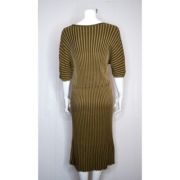 & OTHER STORIES Batwing Dolman Sleeve Gold Ribbed Stretch Midi Dress SMALL - Picture 7 of 12